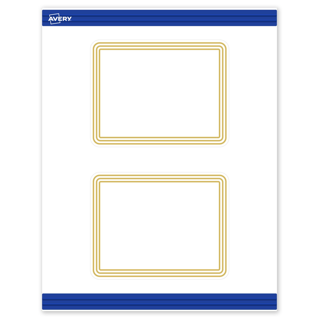 Avery Printable Rectangle Postcards with Rounded Corners, Gold Multi-Lined Border, 4.25" x 5.5", Matte White Rectangle Postcards with Rounded Corners, Laser/Inkjet, 20ct, Great for Postcards
